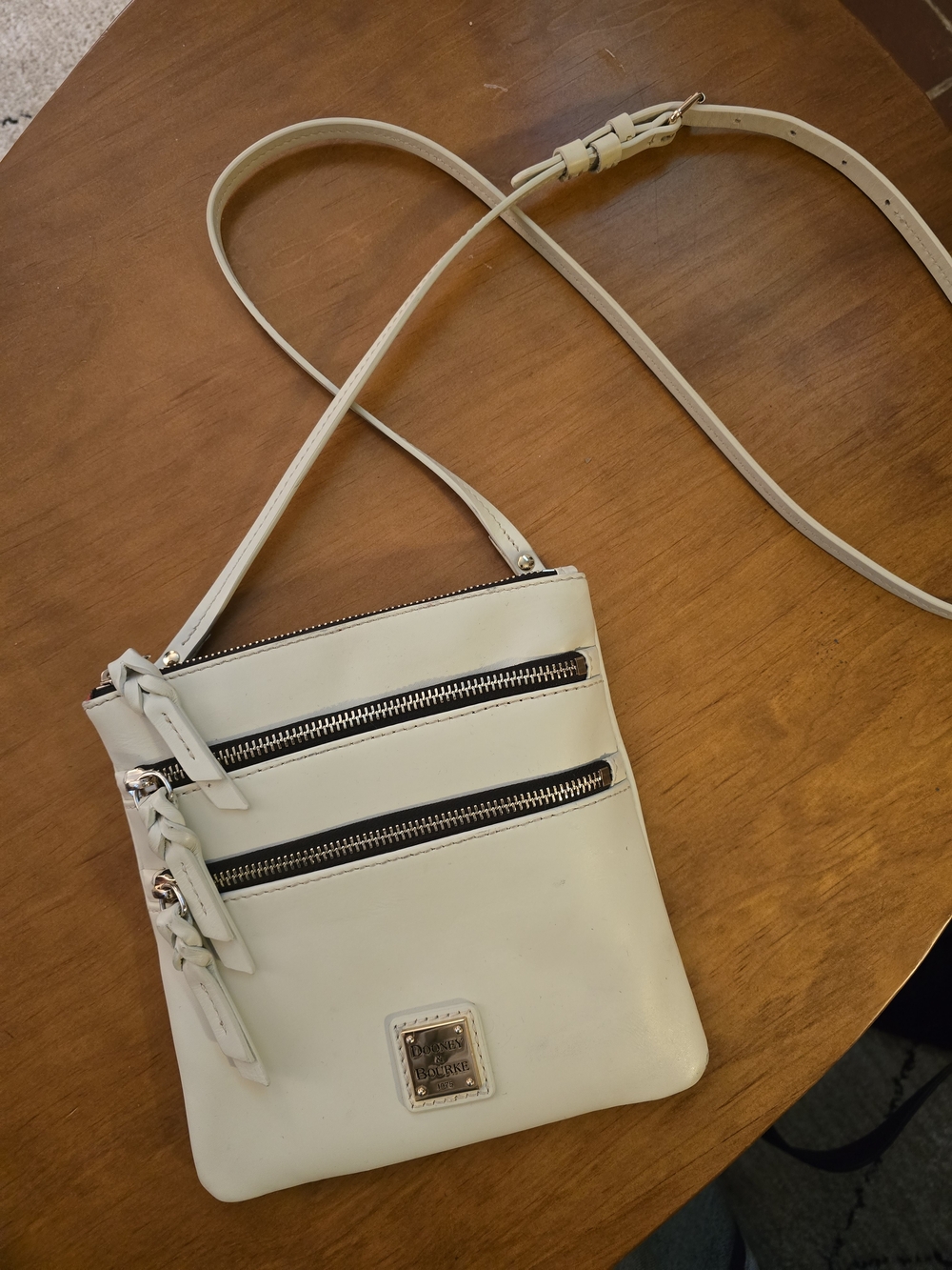 Dooney & Bourke Cream Crossbody Bag with Dual Zip Pockets